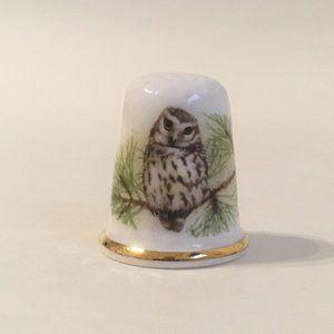 Owl Thimble Oakley Fine Bone China England Vintage